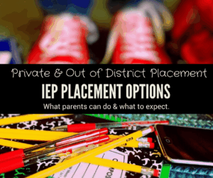 Placement options for special education students private out of district pile of pencils pens notebooks on table