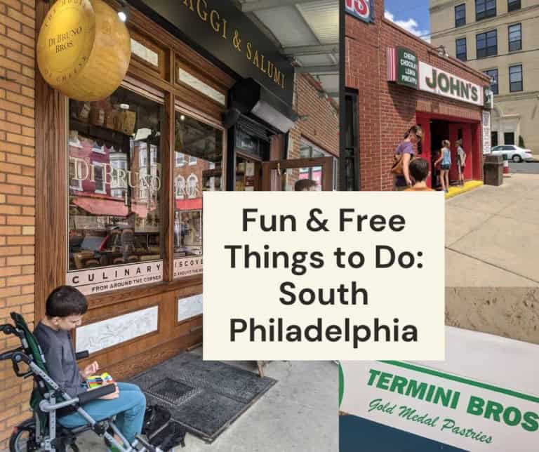 South philadelphia street scene with kids and local shops.