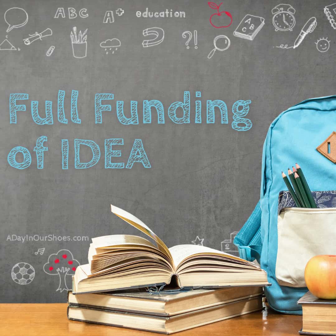 An array of open books and a teal backpack filled with pencils sit in front of a chalkboard. The board proudly displays "full funding of idea 1975" alongside charming school-related doodles, capturing the essence of educational aspirations.