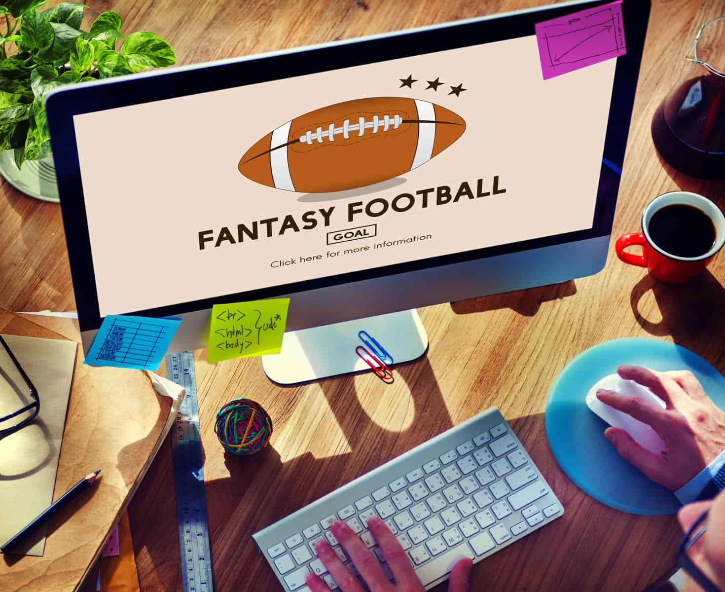 Fantasy football on a computer screen, perfect for kids who love sports.