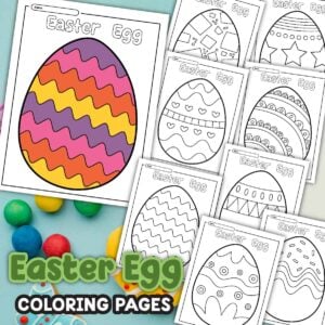 Printable easter egg coloring pages with patterned designs and crayons for kids activity