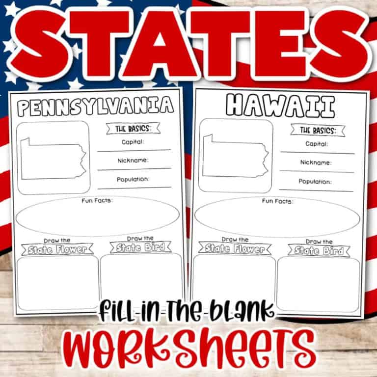 Printable state worksheets for pennsylvania and hawaii for kids' educational activities.