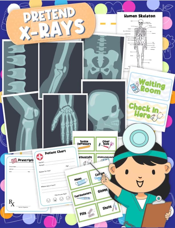 Pretend play ideas featuring a nurse with x rays.
