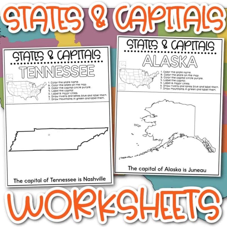 50 States and Capitals Worksheets (Free PDF)