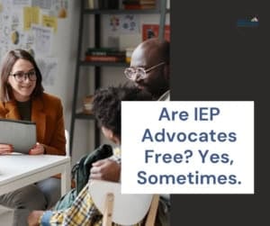 Special education advocate meeting with parents and child in an office setting.