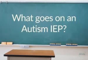 Classroom chalkboard with autism iep notes written in chalk