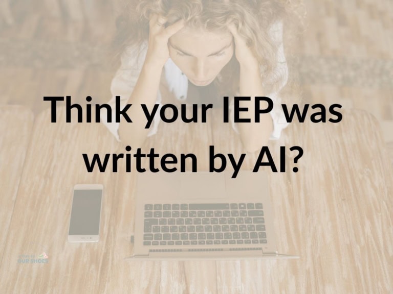Mother sitting at a laptop reviewing information, looking concerned and focused, possibly reading her child’s iep
