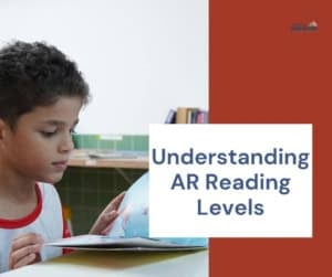 Child reading a book with a focus on ar reading levels.