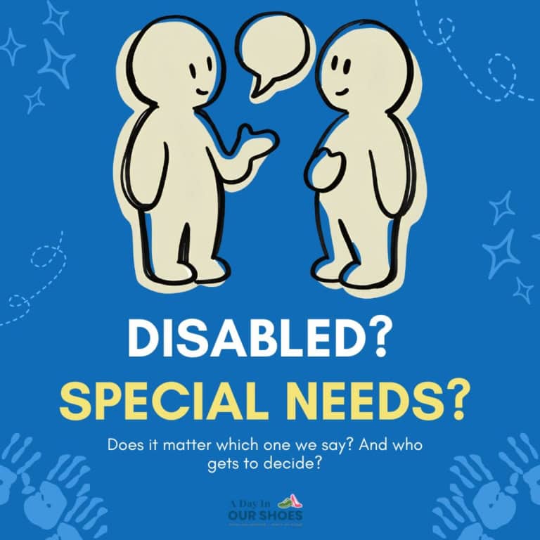 Illustration of two characters discussing special needs and disability.