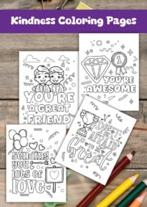 Inspirational kindness coloring pages for kids promoting friendship and positivity.
