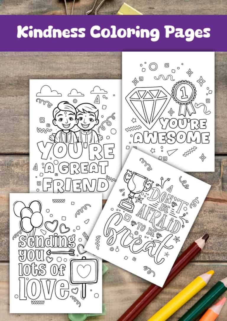 Inspirational kindness coloring pages for kids promoting friendship and positivity.