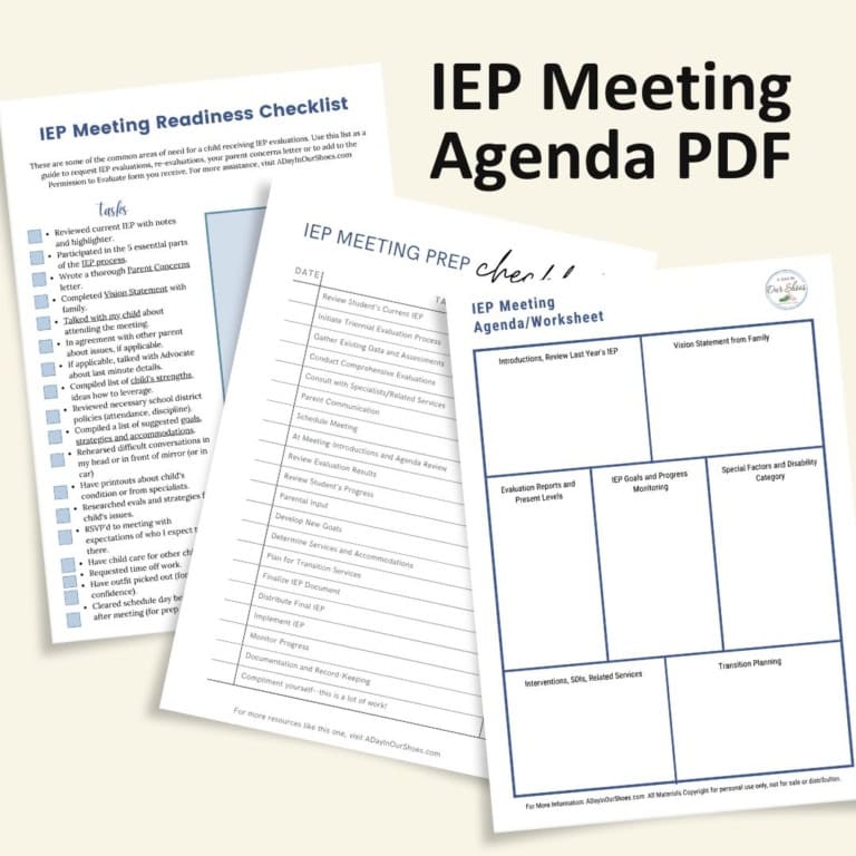 Sample iep meeting agenda and checklist documents for educational planning.