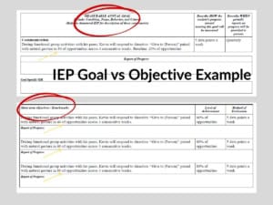 Example showing the difference between an iep goal and measurable objectives for a life skill and functional communication