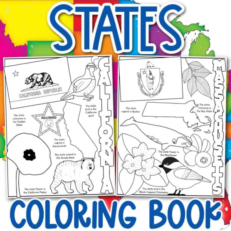 Printable us states coloring pages from the free 50 states coloring book.