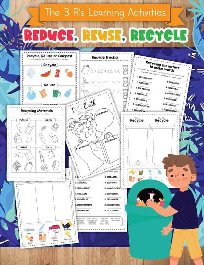 Recycling worksheets and activities for kids