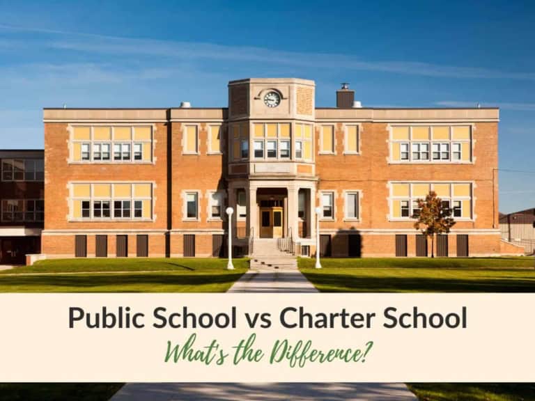 School building representing the comparison between public schools and charter schools