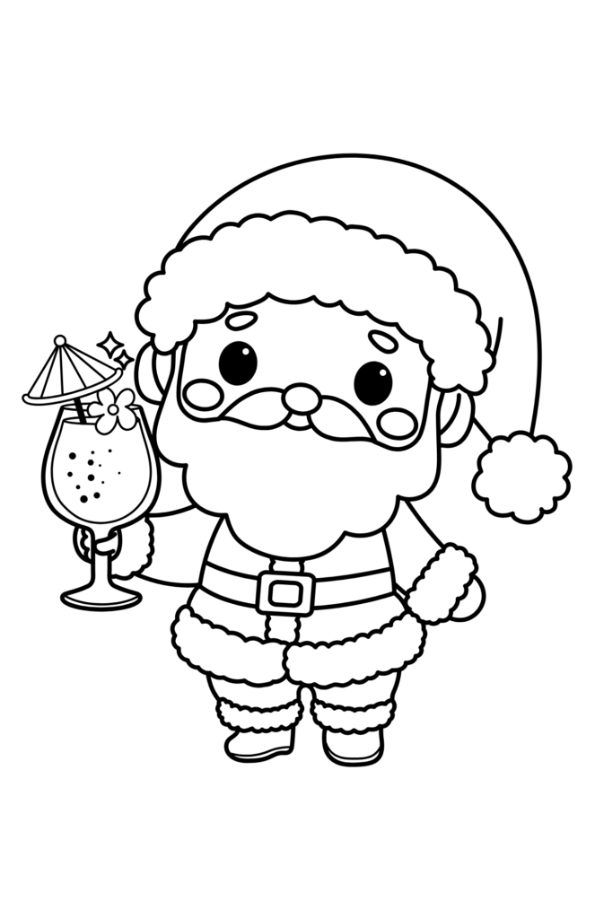 Coloring page with "merry christmas! " text, a stegosaurus, a reindeer in a scarf, ornaments, a stocking, candy canes, and stars—perfect for fans of santa coloring pages.
