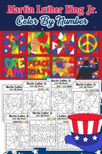 Printable mlk day color by number activity page featuring martin luther king jr. For young students.