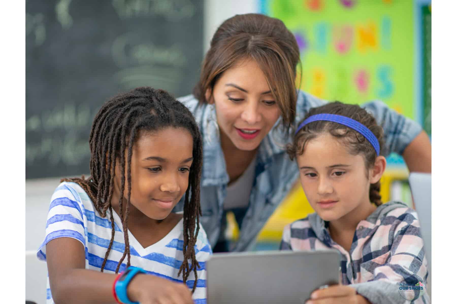 Teacher and students working together during a lesson