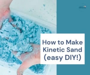 Child playing with blue kinetic sand for sensory play and regulation.