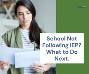Concerned woman reading a letter about iep issues at school.