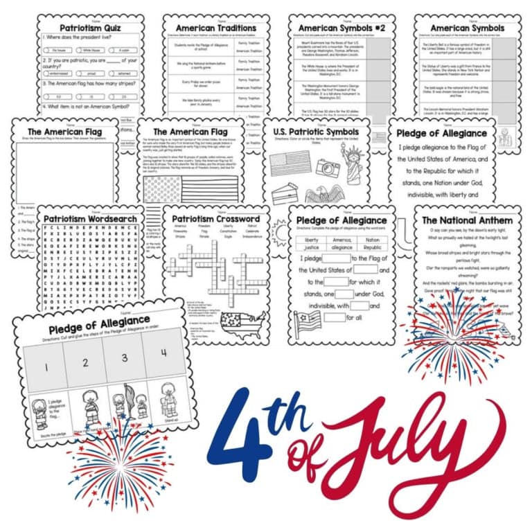 American symbols worksheets and activities for educational use.