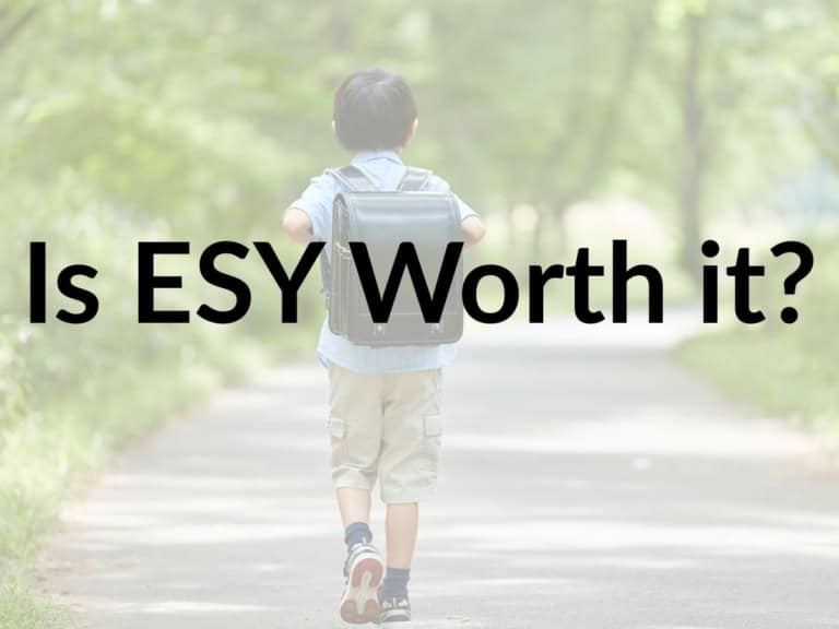 Child walking on a path with a backpack, questioning if esy is worth it.