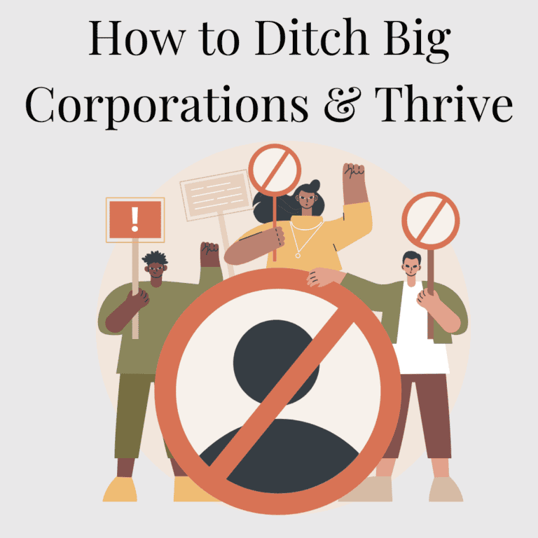 Protesters holding signs against big corporations for ethical change.