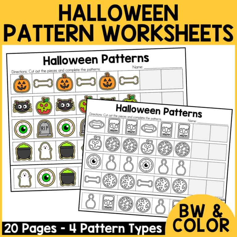 Free halloween pattern worksheets for preschool to 1st grade (or special ed)