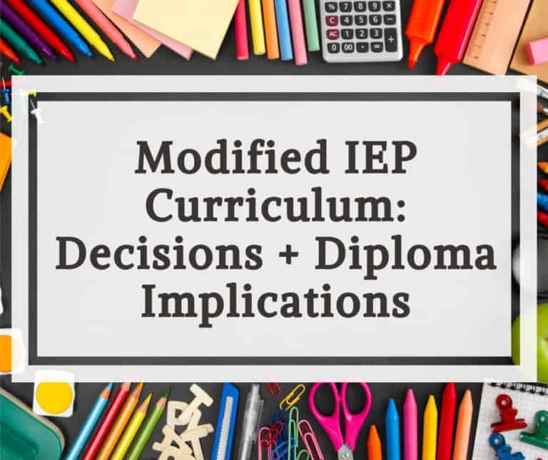 Modified iep curriculum decisions and diploma implications educational concept.
