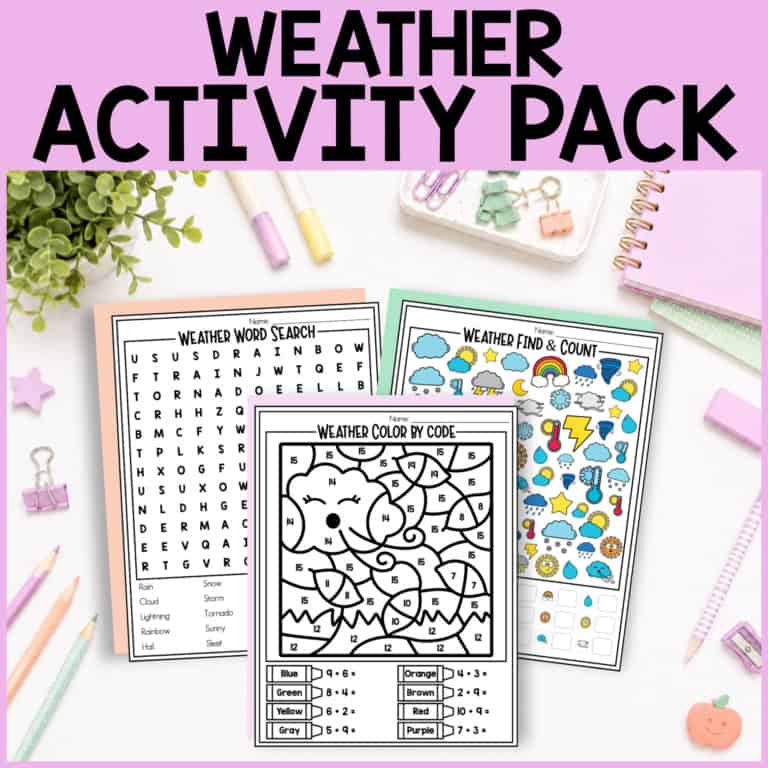 Weather worksheets: math, literacy and vocabulary activities
