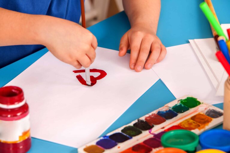 A child does an inclusive valentine's day activity