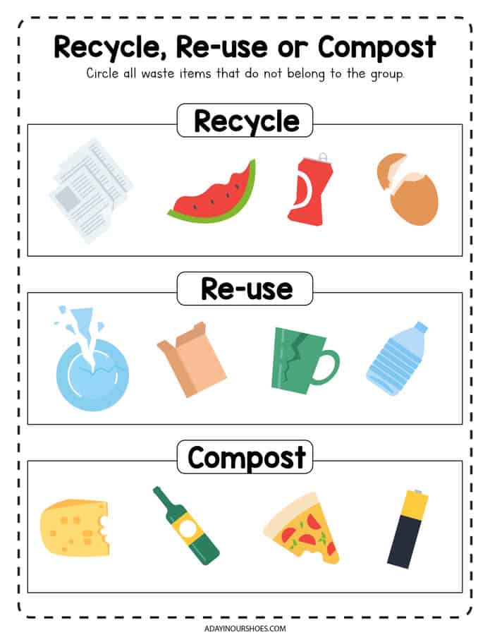 Free recycling worksheet for elementary students