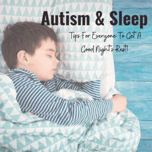 A young boy with autism asleep in his bed