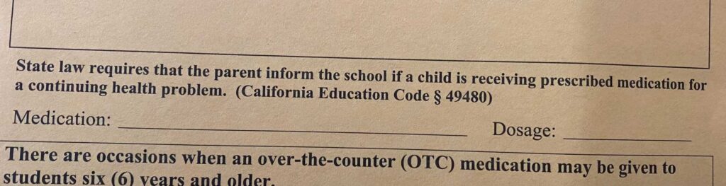 California's medical examiner's office has issued a notice to parents of a school asking for medical information.