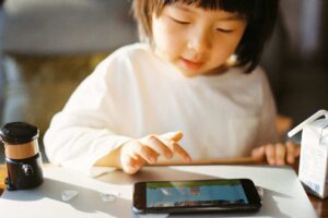 Child using a speech therapy app