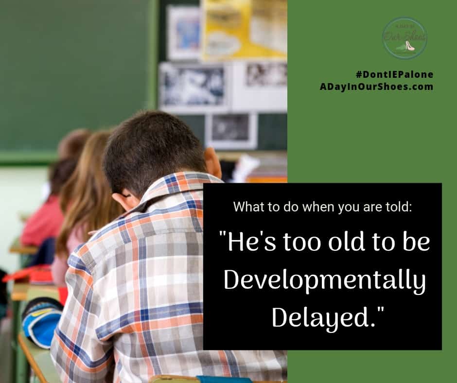developmentally delayed when told too old to be kid at desk