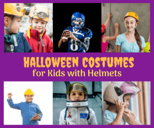 Halloween costume with a helmet