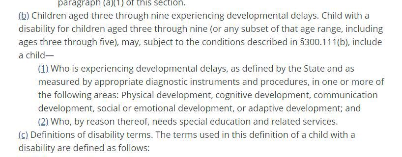 Idea part b developmental delay descriptive image