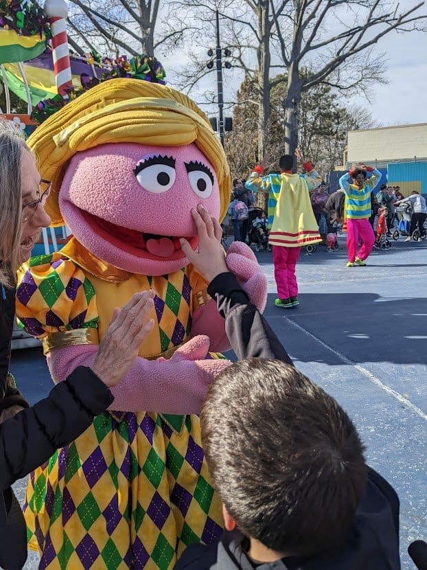 Sesame street character at marti gras parade