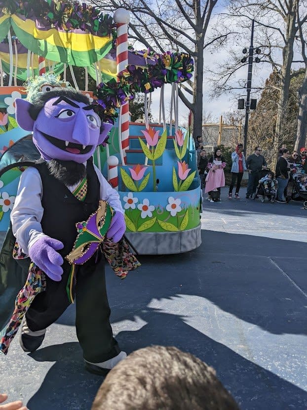 Count from sesame street at marti gras parade